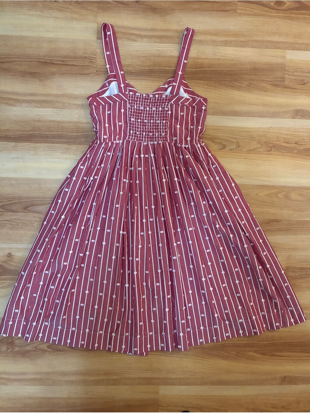 Maeve Cotton Striped Swiss Dot Midi Dress - Picture 2 of 5